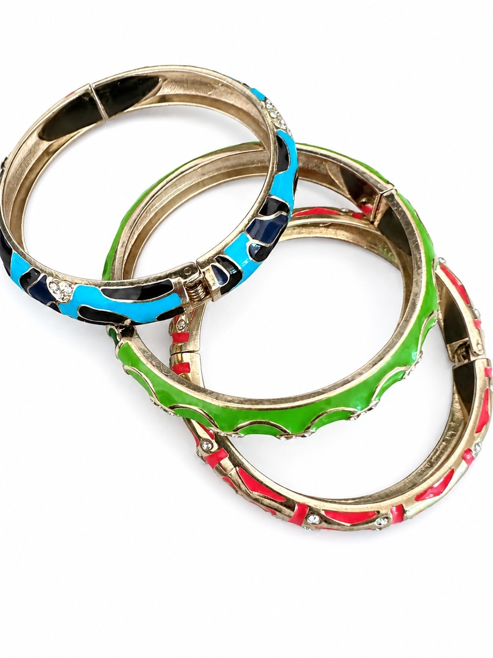 Sequin by Nordstrom Enamel Hinge Bangle Bracelet Set of 3